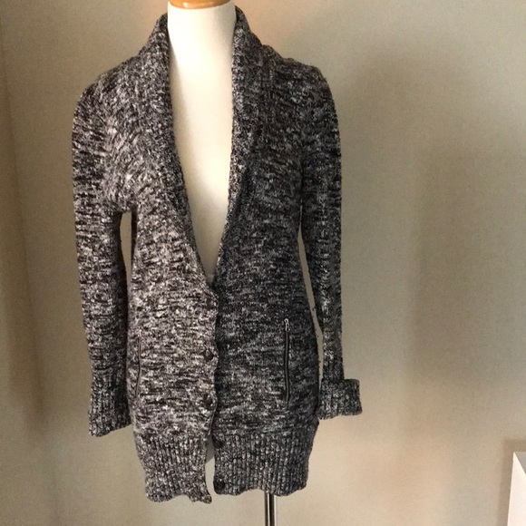 J. Crew Sweaters - J Crew space black & white cardigan shawl collar M